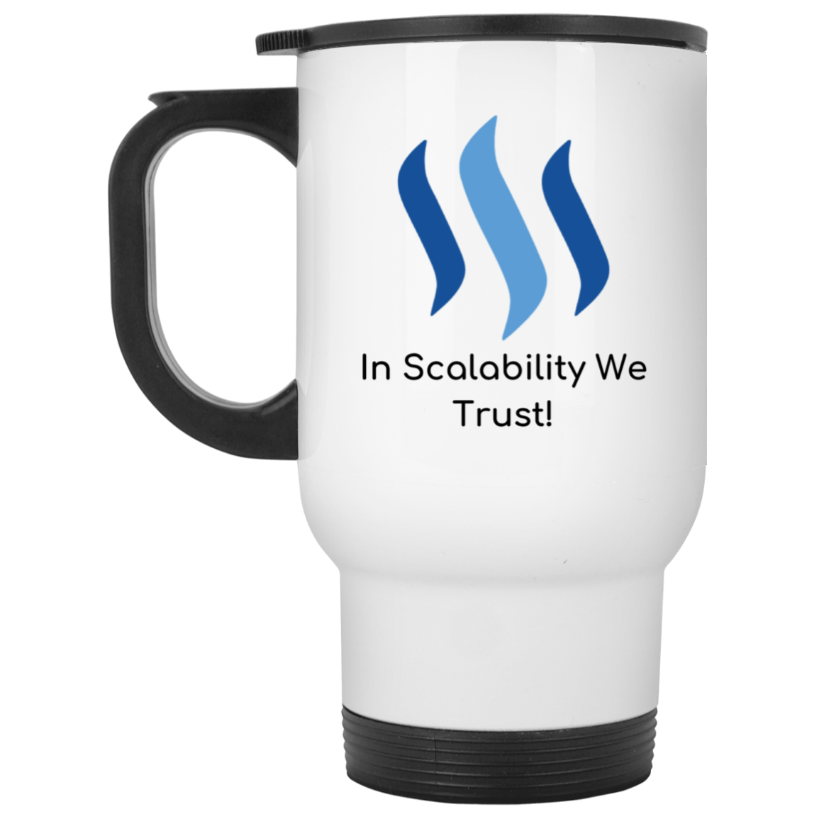 Steem in scalability we trust - White Travel Mug TCP1607 White / One Size Official Crypto  Merch