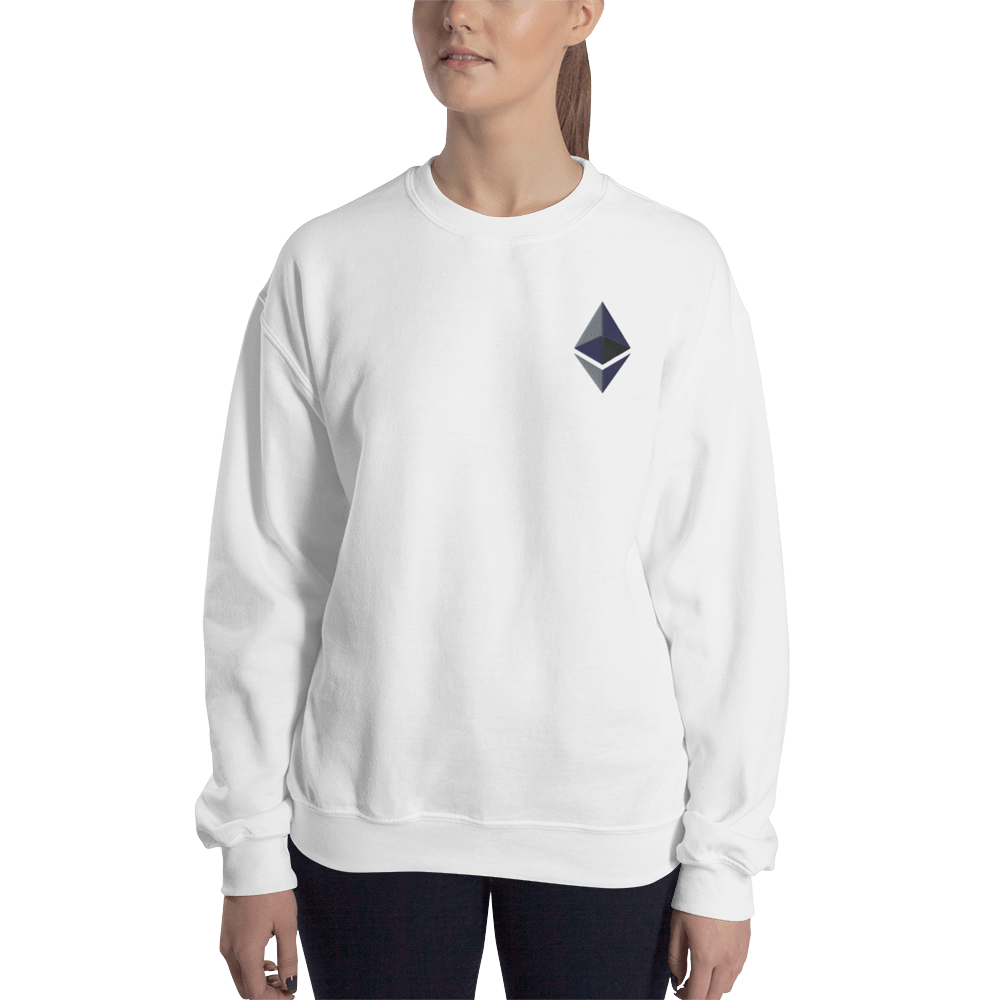 Ethereum logo – Women’s Embroidered Crewneck Sweatshirt TCP1607 White / S Official Crypto  Merch