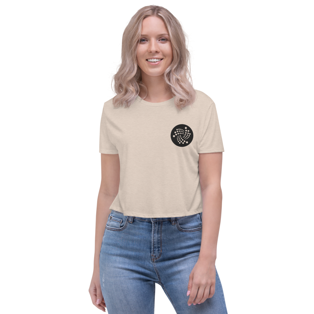 Iota logo - Women's Embroidered Crop Tee TCP1607 Heather Dust / S Official Crypto  Merch