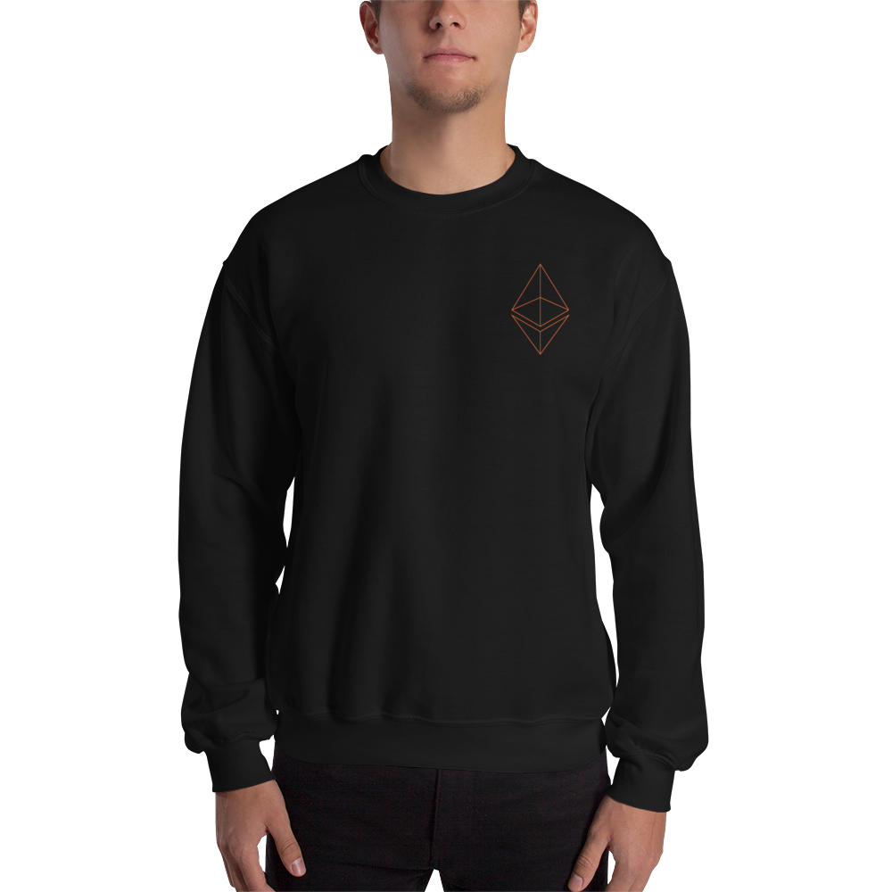 Ethereum line design - Men’s Embroidered Crewneck Sweatshirt TCP1607 Black / S Official Crypto  Merch