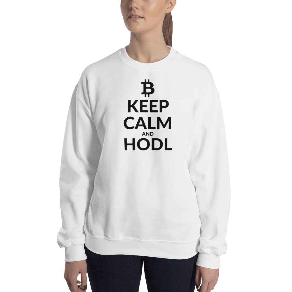 Keep calm (Bitcoin) – Women’s Crewneck Sweatshirt TCP1607 White / S Official Crypto  Merch
