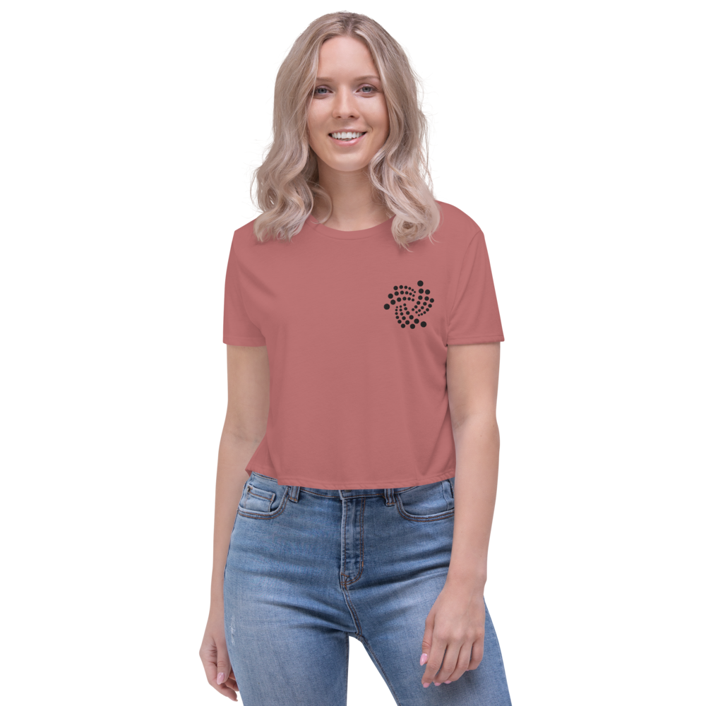 Iota floating - Women's Embroidered Crop Tee TCP1607 Heather Dust / S Official Crypto  Merch
