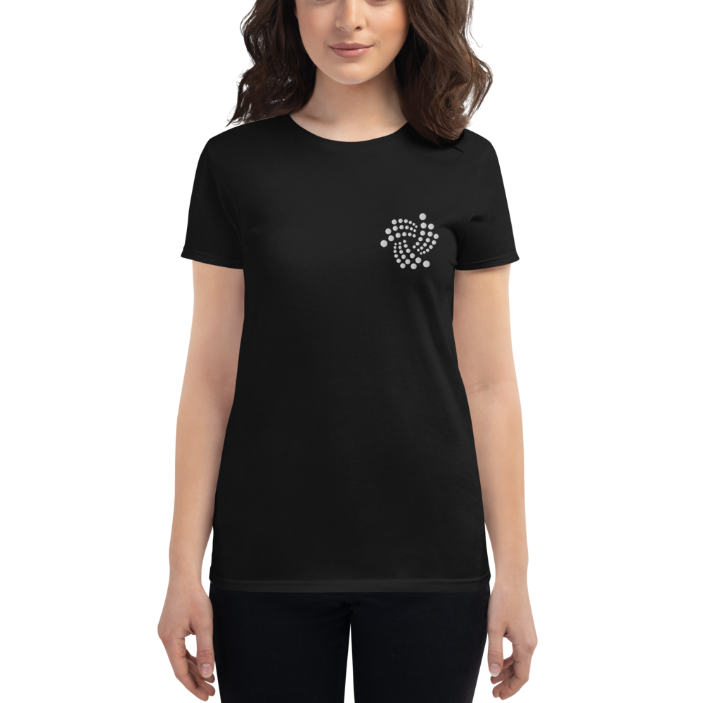 Iota floating - Women's Embroidered Short Sleeve T-Shirt TCP1607 Black / S Official Crypto  Merch