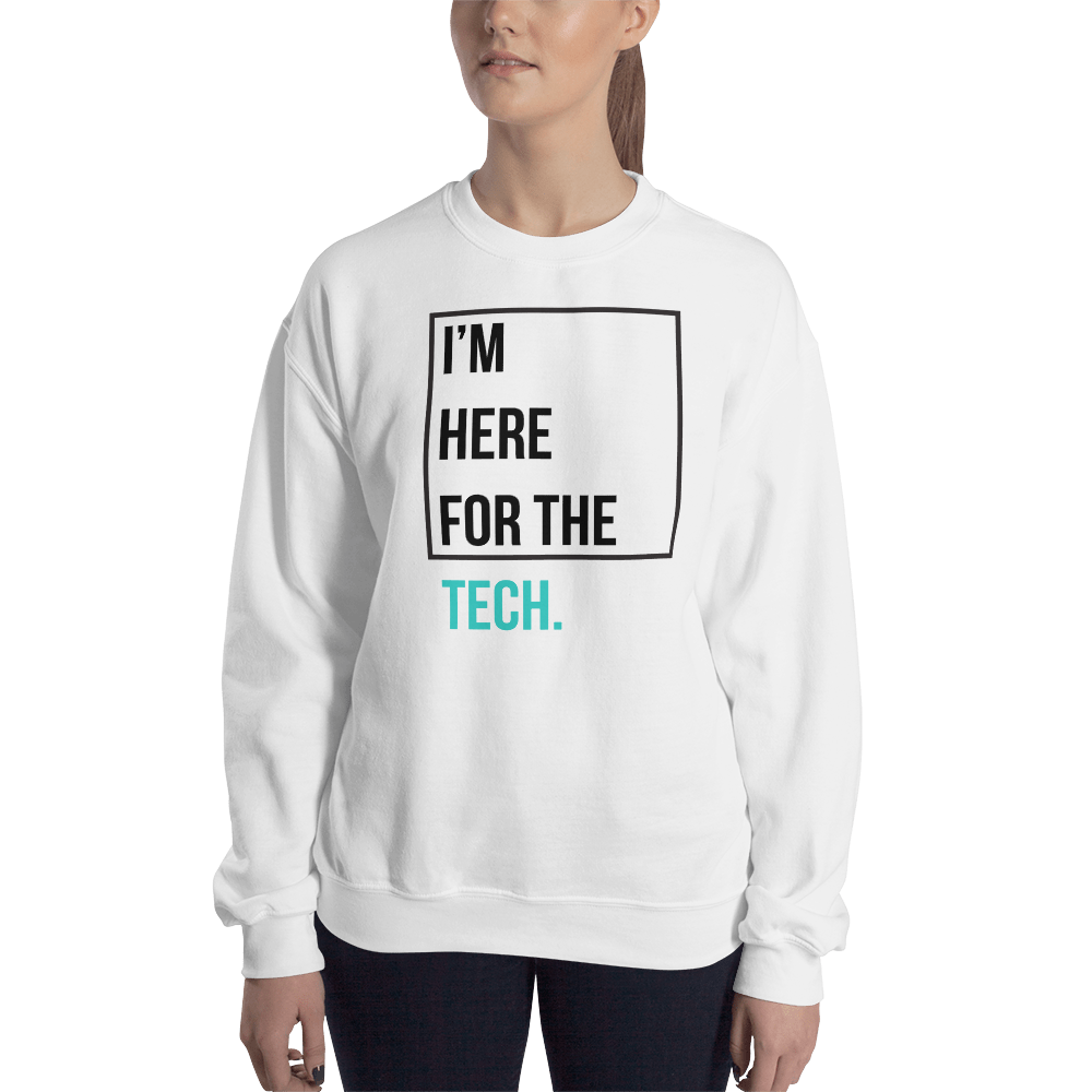 I'm here for the tech (Zilliqa) – Women’s Crewneck Sweatshirt TCP1607 White / S Official Crypto  Merch