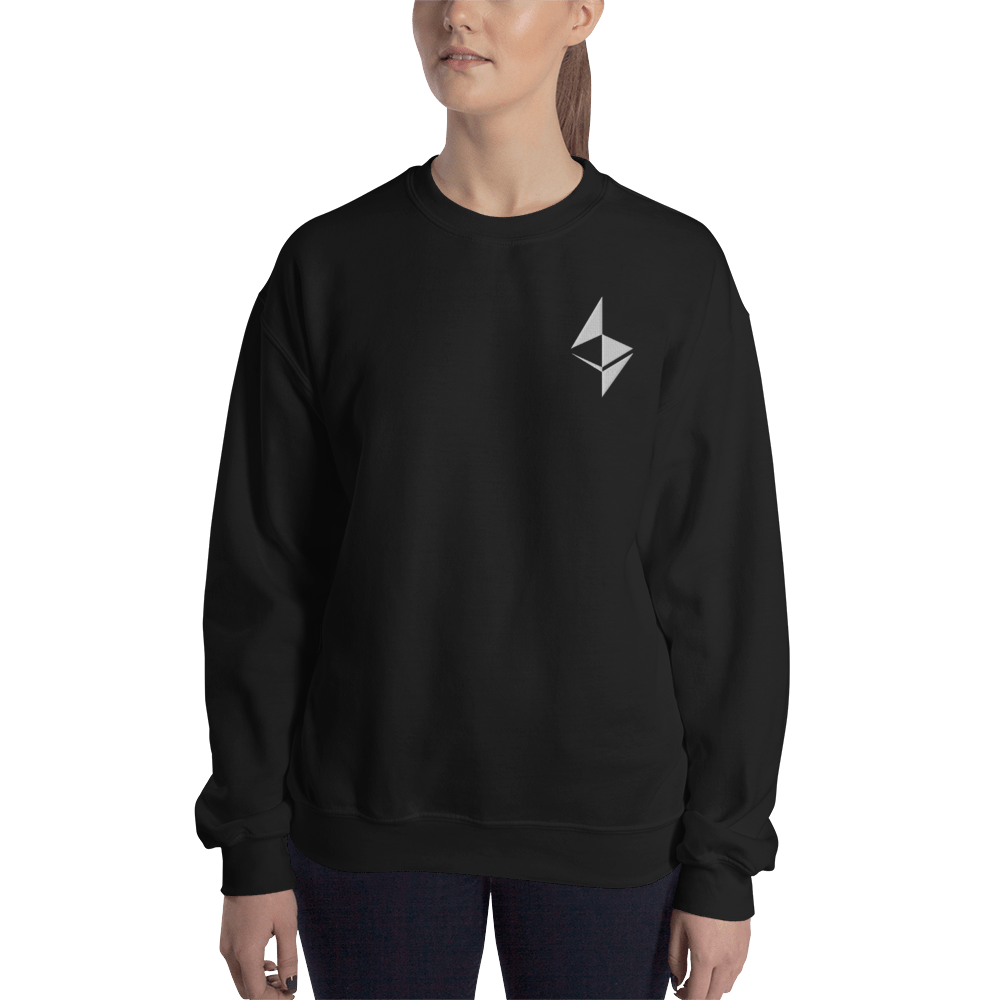 Ethereum surface design – Women’s Embroidered Crewneck Sweatshirt TCP1607 Black / S Official Crypto  Merch