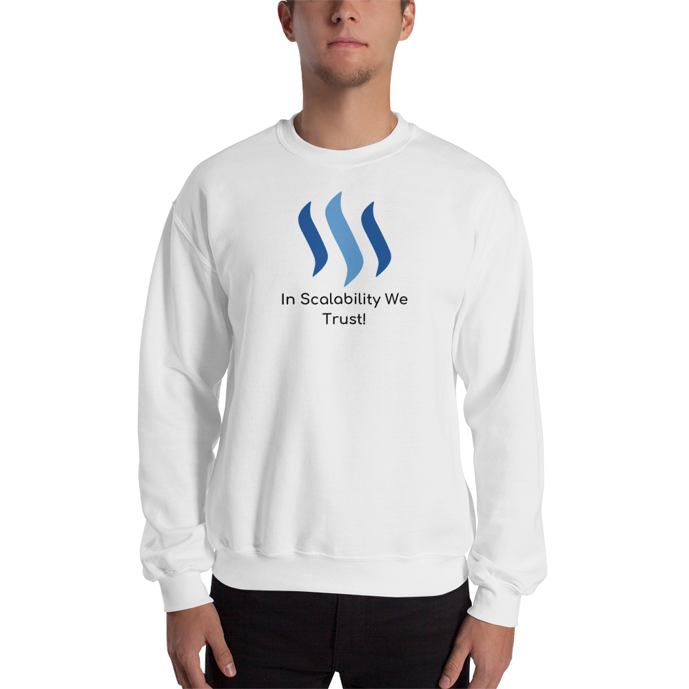 In scalability we trust (Steem) – Men’s Crewneck Sweatshirt TCP1607 White / S Official Crypto  Merch