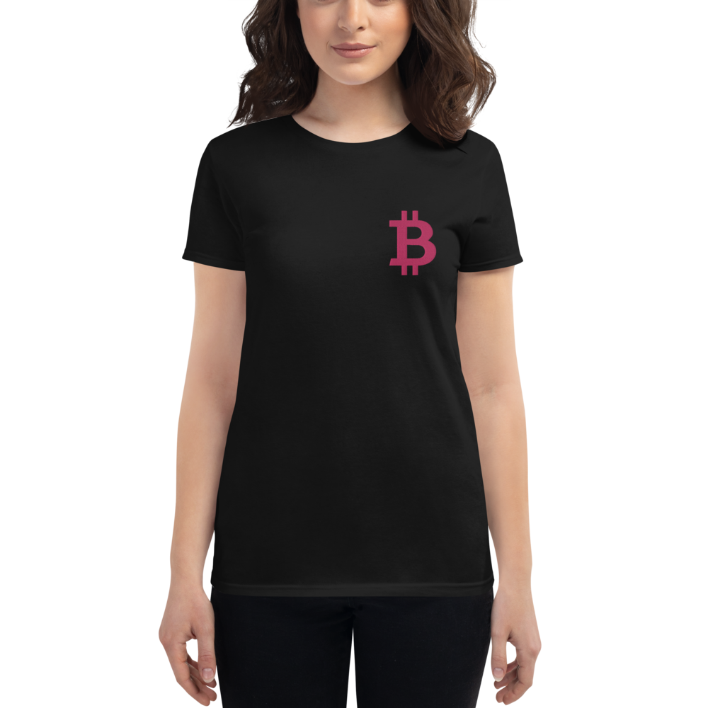 Bitcoin - Women's Embroidered Short Sleeve T-Shirt TCP1607 Black / S Official Crypto  Merch