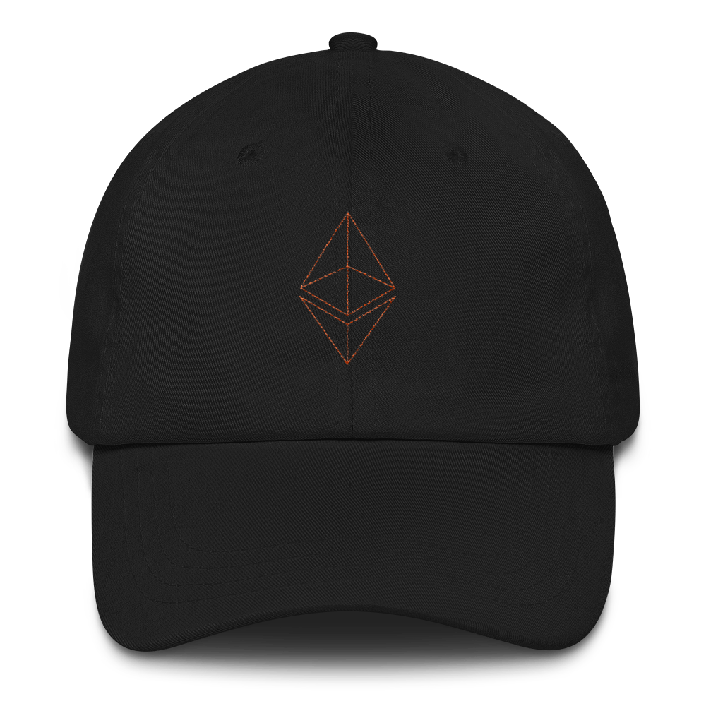 Ethereum line design (Orange) - Baseball Cap TCP1607 Black Official Crypto  Merch