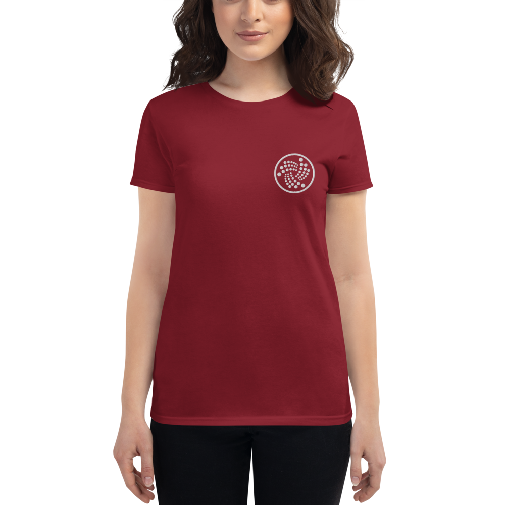 Iota logo - Women's Embroidered Short Sleeve T-Shirt TCP1607 Black / S Official Crypto  Merch