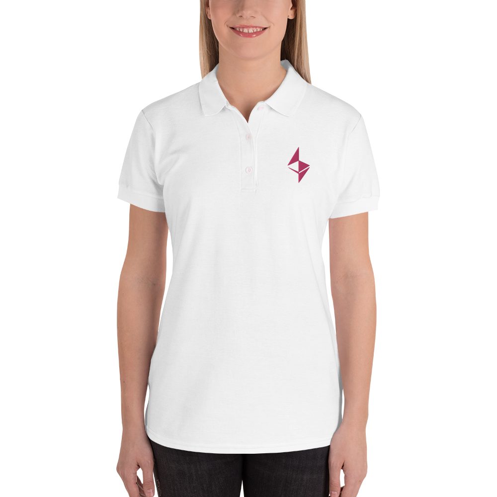 Ethereum surface design - Women's Embroidered Polo Shirt TCP1607 White / M Official Crypto  Merch