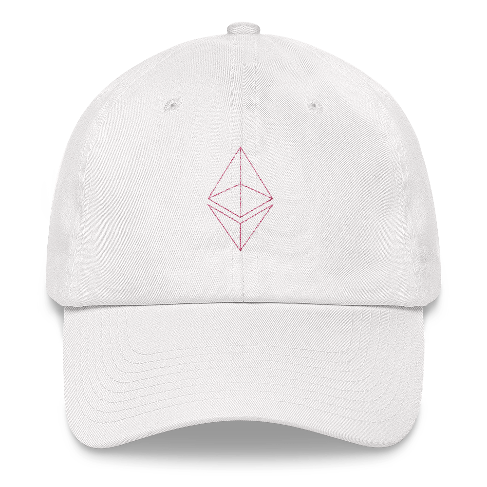 Thiết kế dòng Ethereum (Màu hồng) - Mũ bóng chày TCP1607 Hàng hóa tiền điện tử chính thức màu trắng