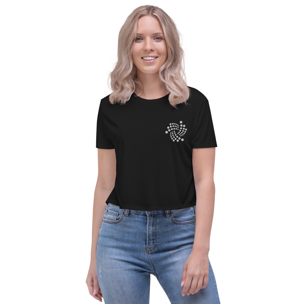 Iota floating - Women's Embroidered Crop Tee TCP1607 Black / S Official Crypto  Merch