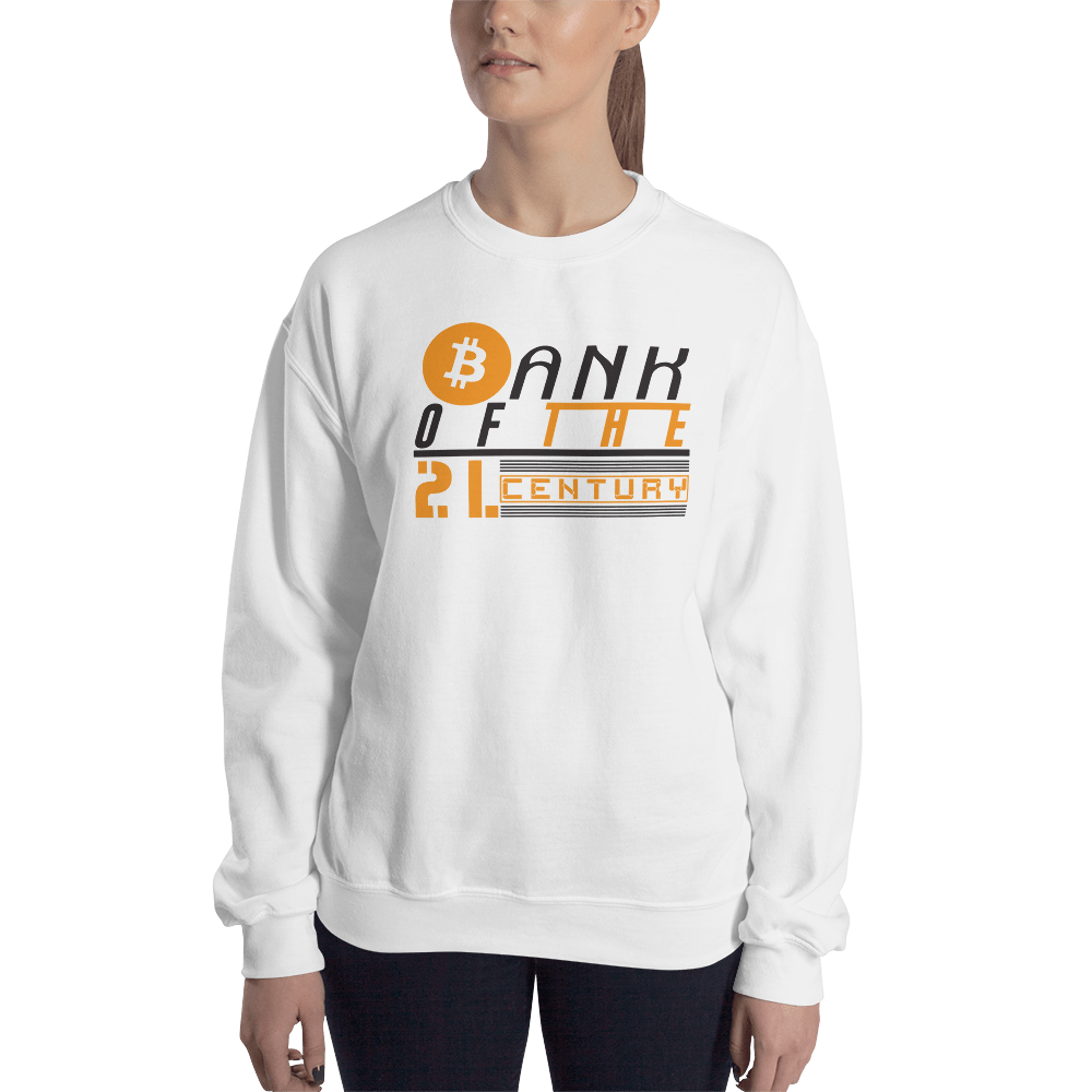 Bank of the 21. century (Bitcoin) – Women’s Crewneck Sweatshirt TCP1607 White / S Official Crypto  Merch