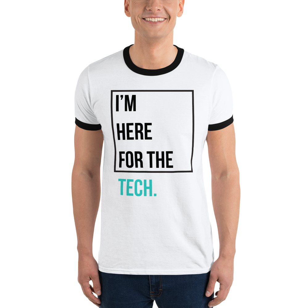 I'm here for the tech (Zilliqa) - Men's Ringer T-Shirt TCP1607 White/Black / S Official Crypto  Merch