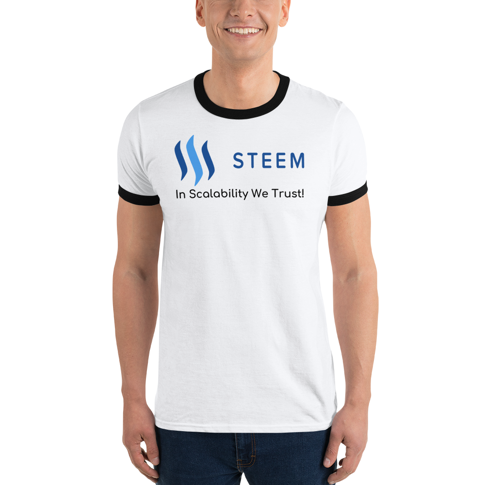 In scalability we trust (Steem) – Men’s Ringer T-Shirt TCP1607 White/Black / S Official Crypto  Merch