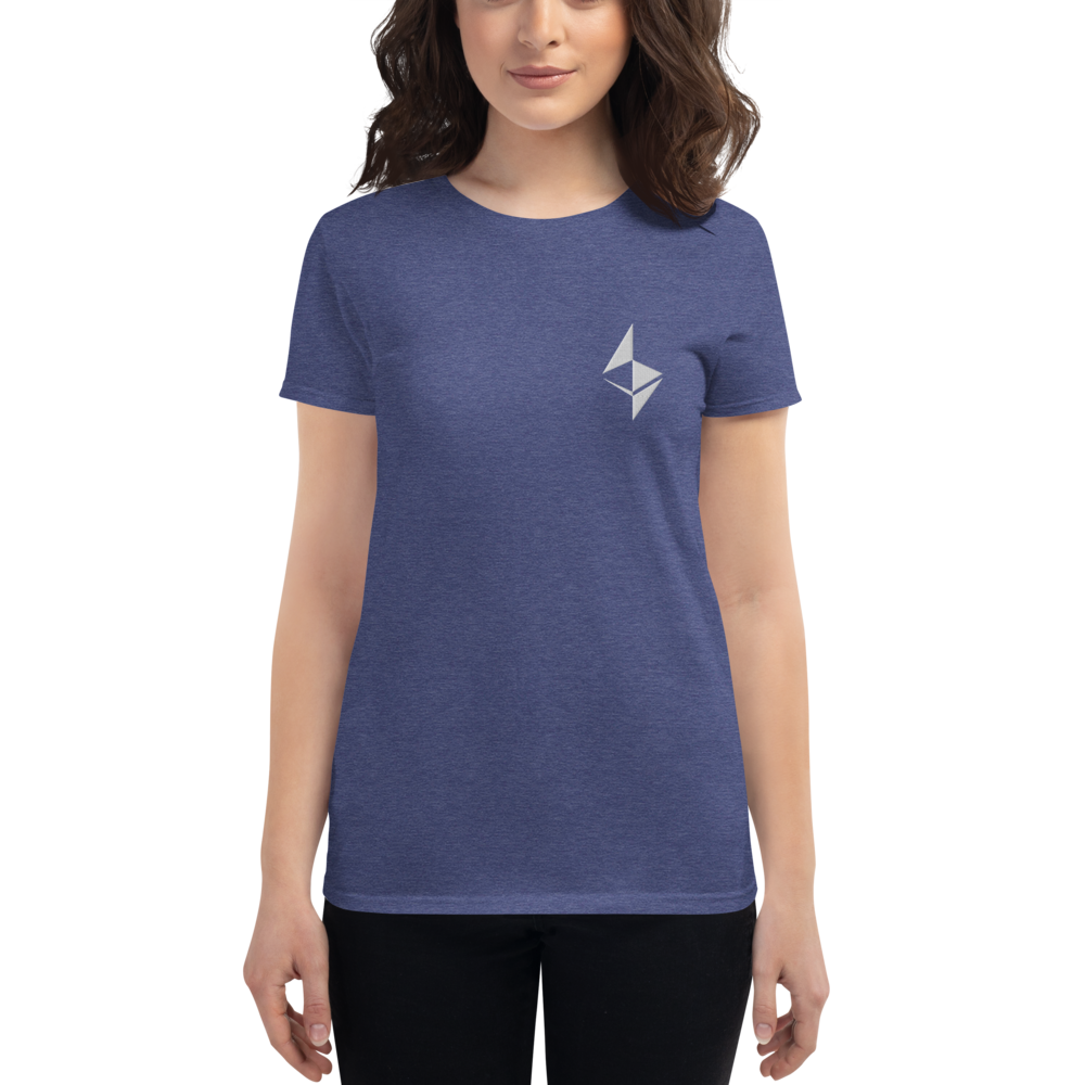 Ethereum surface design - Women's Embroidered Short Sleeve T-Shirt TCP1607 Black / S Official Crypto  Merch