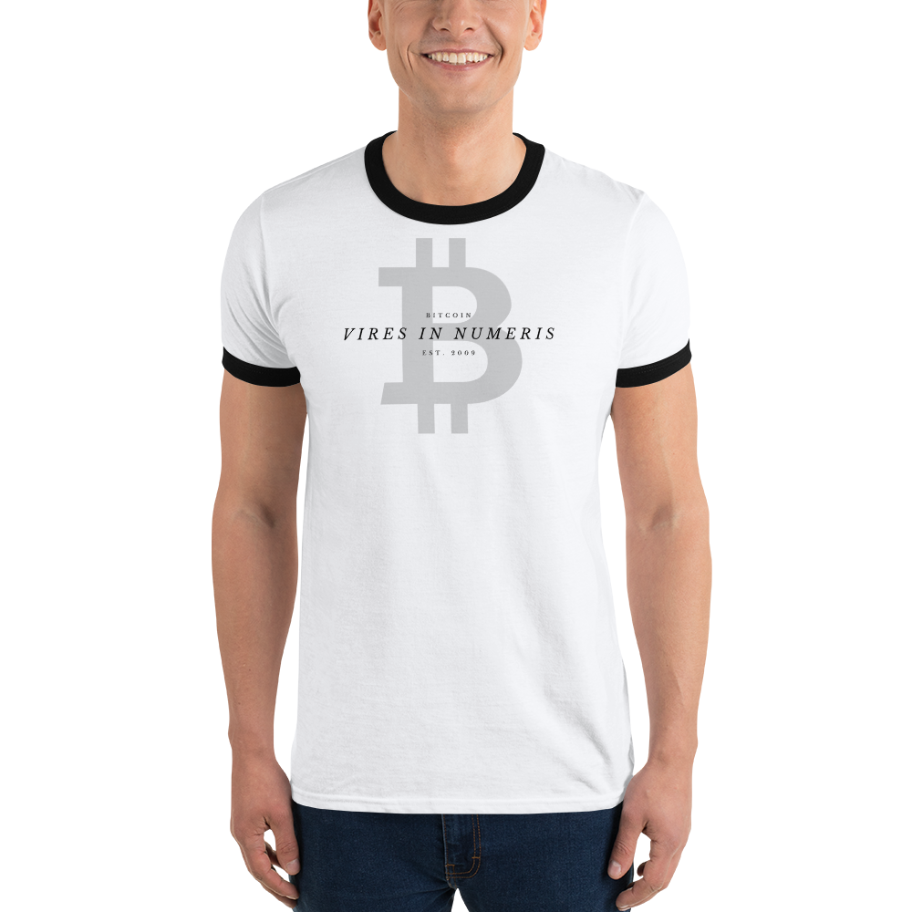 Vires in numeris (Bitcoin) - Men's Ringer T-Shirt TCP1607 White/Black / S Official Crypto  Merch