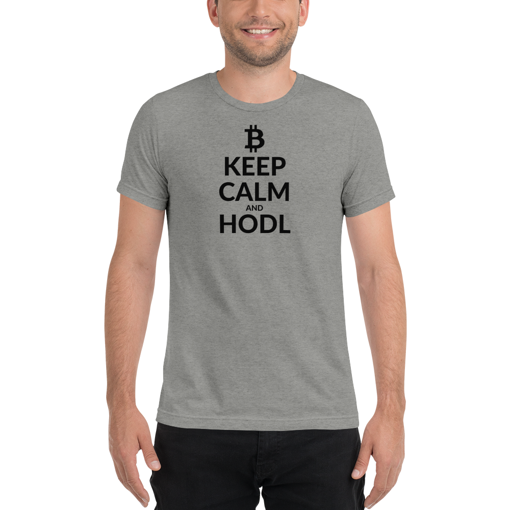 Keep Calm (Bitcoin) - Men's Tri-Blend T-Shirt TCP1607 Athletic Grey Triblend / S Official Crypto  Merch