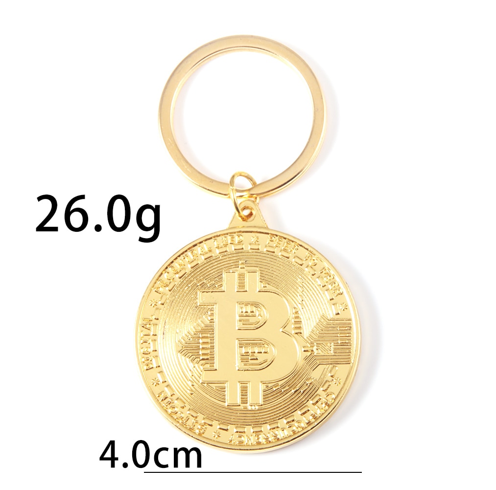 Bitcoin Merch - Golden Bitcoin Pendant Keychain
