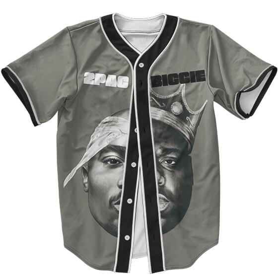 Tupac Shakur Biggie Smalls Half Face Design Baseball Jersey - Crypto Store
