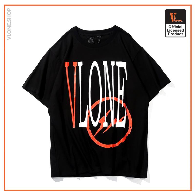 Vlone Fragment Black Tee front - Crypto Store